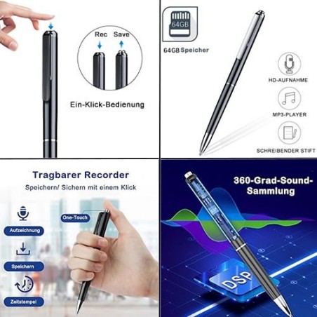 Kugelschreiber SPY-Recorder, VAS, 64GB
