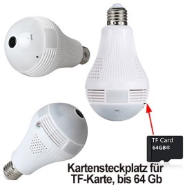WIFI HD-SpyCam in LED-Lampe, 64 Gb