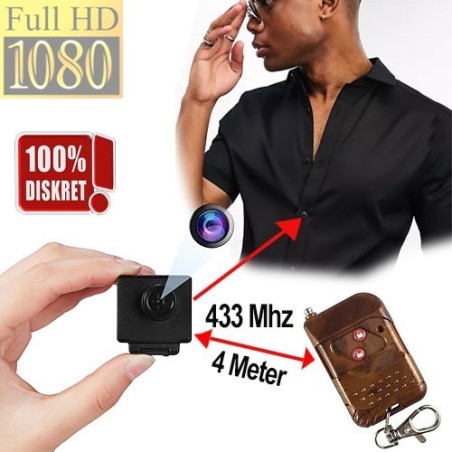Mini-HD-SpyCam im Knopf-Objektiv, 128 Gb